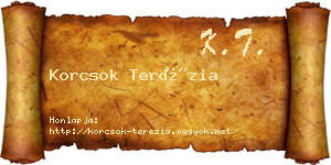 Korcsok Terézia névjegykártya